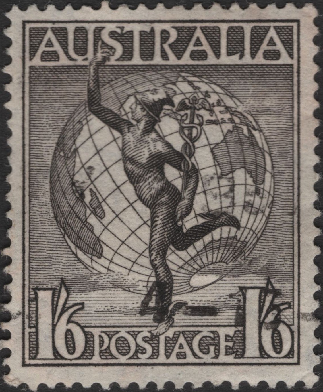 SCG2558 - Australia 1 Shilling 6 Pence Hermes Stamp – 1930s