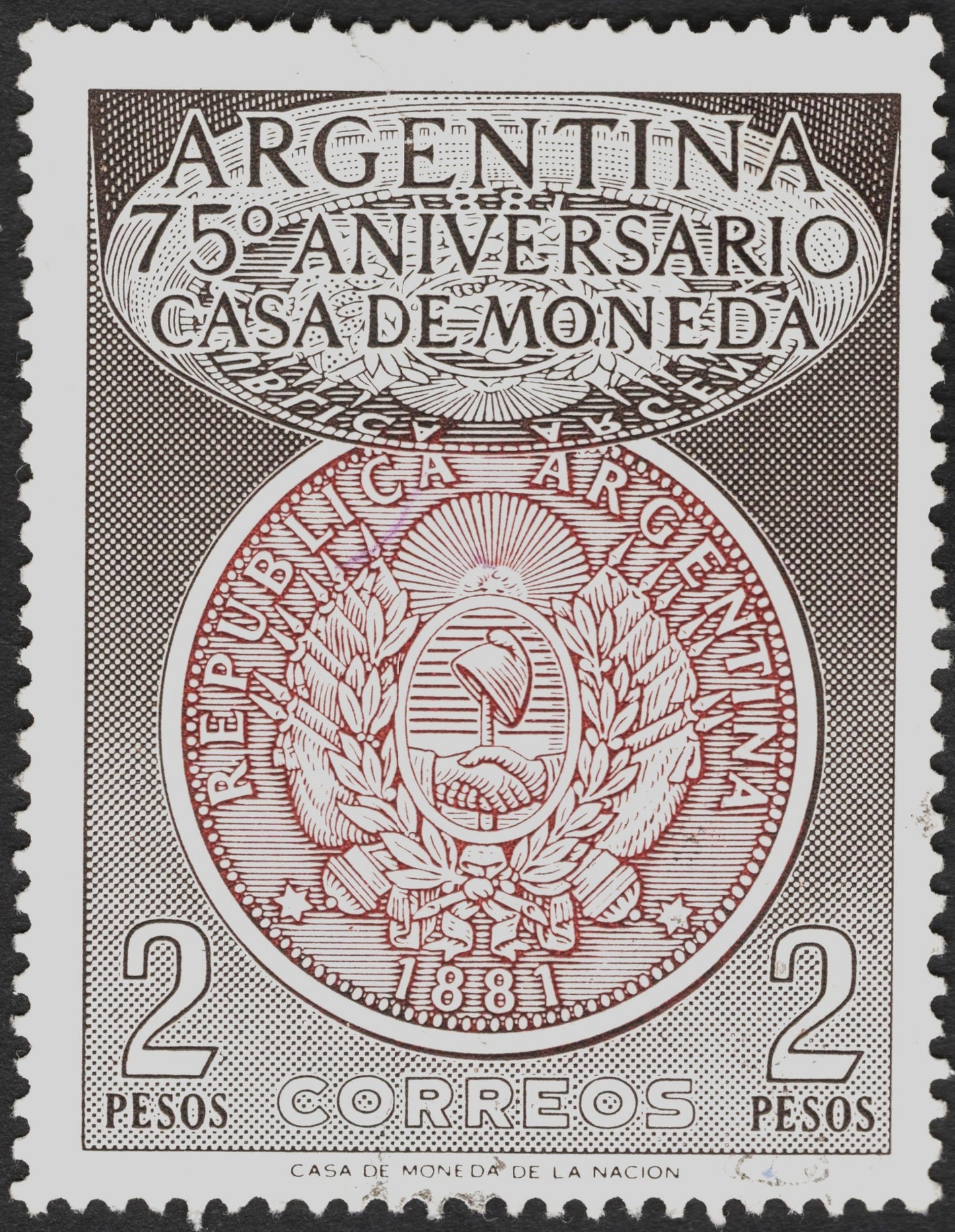 SCG2524 - Argentina 1956 – 75th Anniversary of Casa de Moneda Stamp