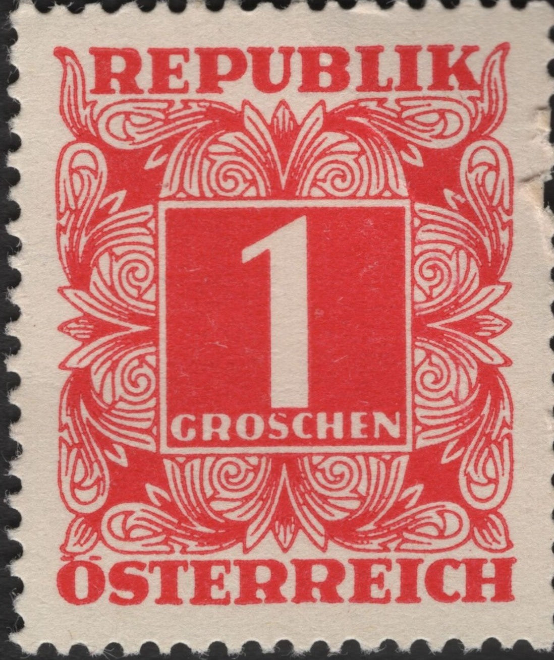 SCG2574 - Austria 1 Groschen Red Definitive Stamp – 1945