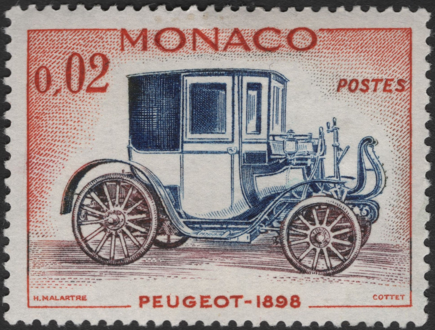 SCG2553 - Monaco 1960s Stamp – Peugeot 1898 Vintage Car