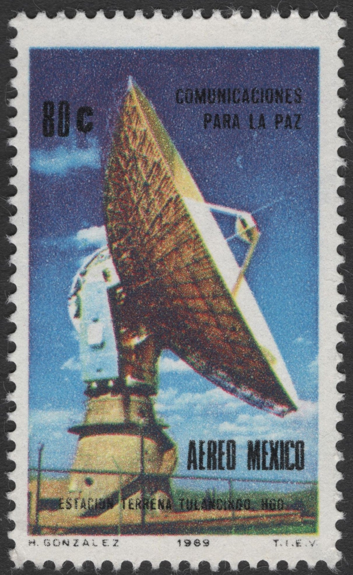 SCG2598 - 1969 México Airmail – Satellite Dish “Comunicaciones para la Paz”