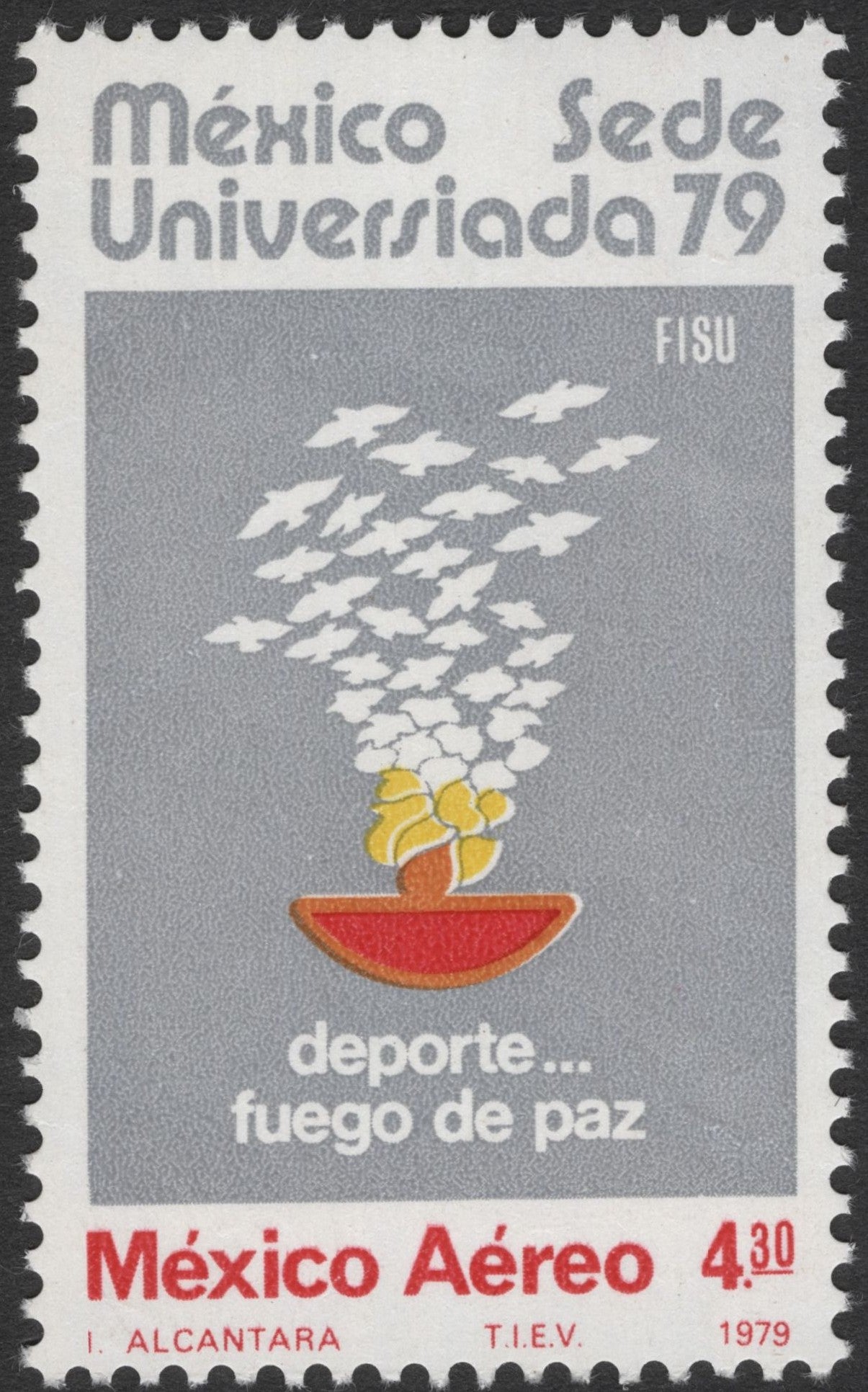 SCG2594 - 1979 México Airmail Stamp – Universiada ’79 “Fuego de Paz”
