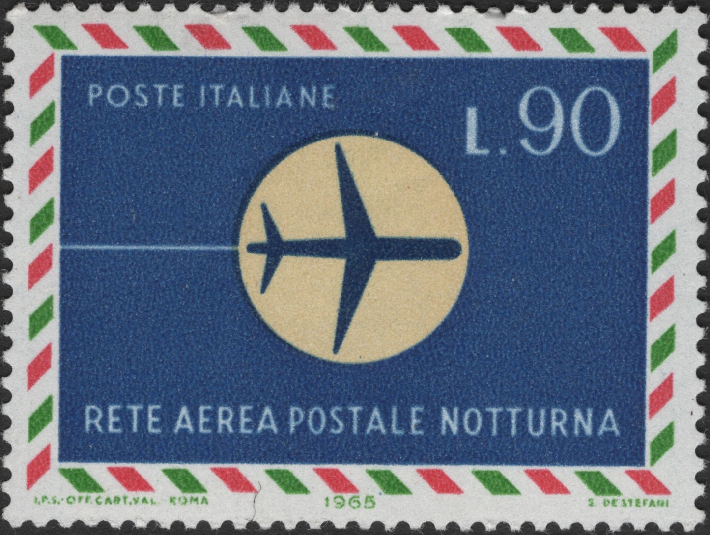 SCG2645 - Italy 1965 Night Airmail Network – L.90 Stamp