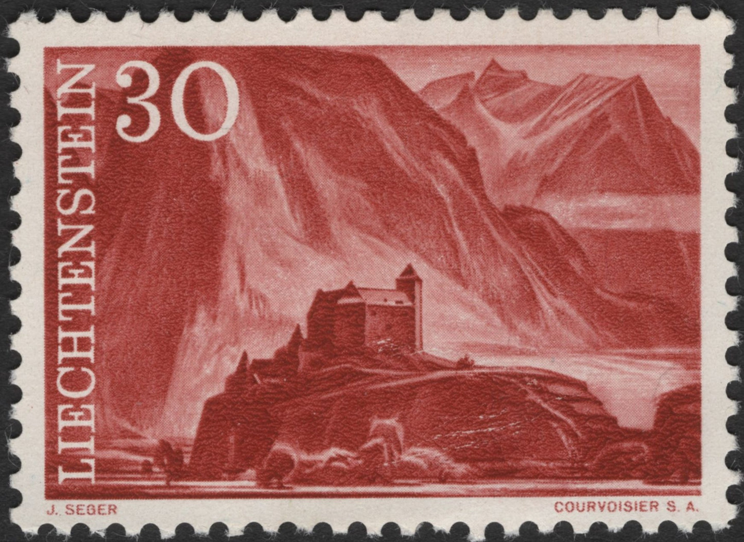SCG2648 - Liechtenstein 1950 Vaduz Castle 30 Rp Stamp