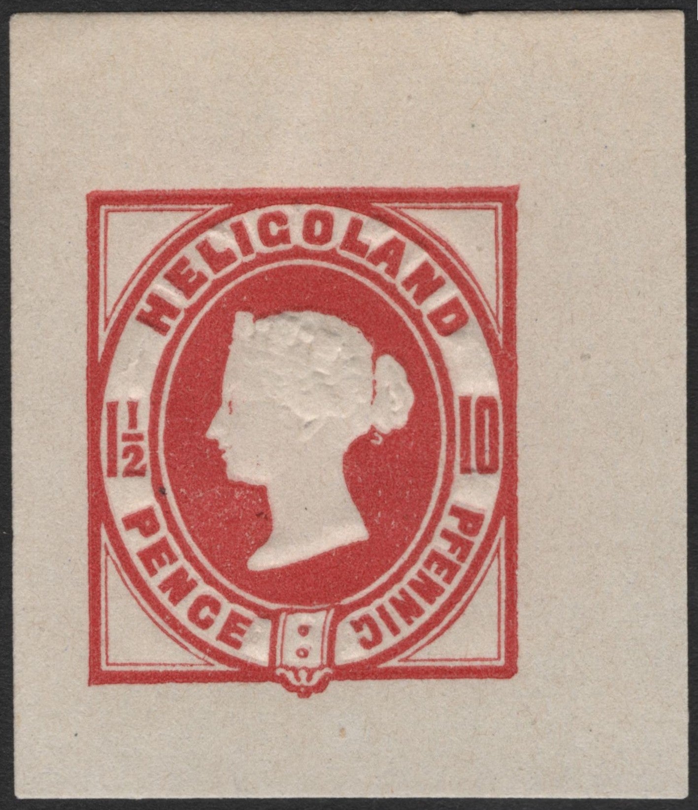 SCG2663 - Heligoland 10 Pence Red and White Embossed Queen Victoria Stamp
