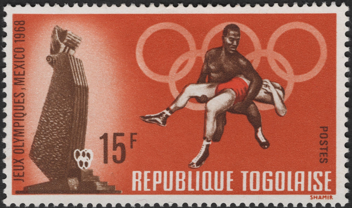 SCG2742 - Togo 1968 Mexico City Olympics – Wrestling Stamp