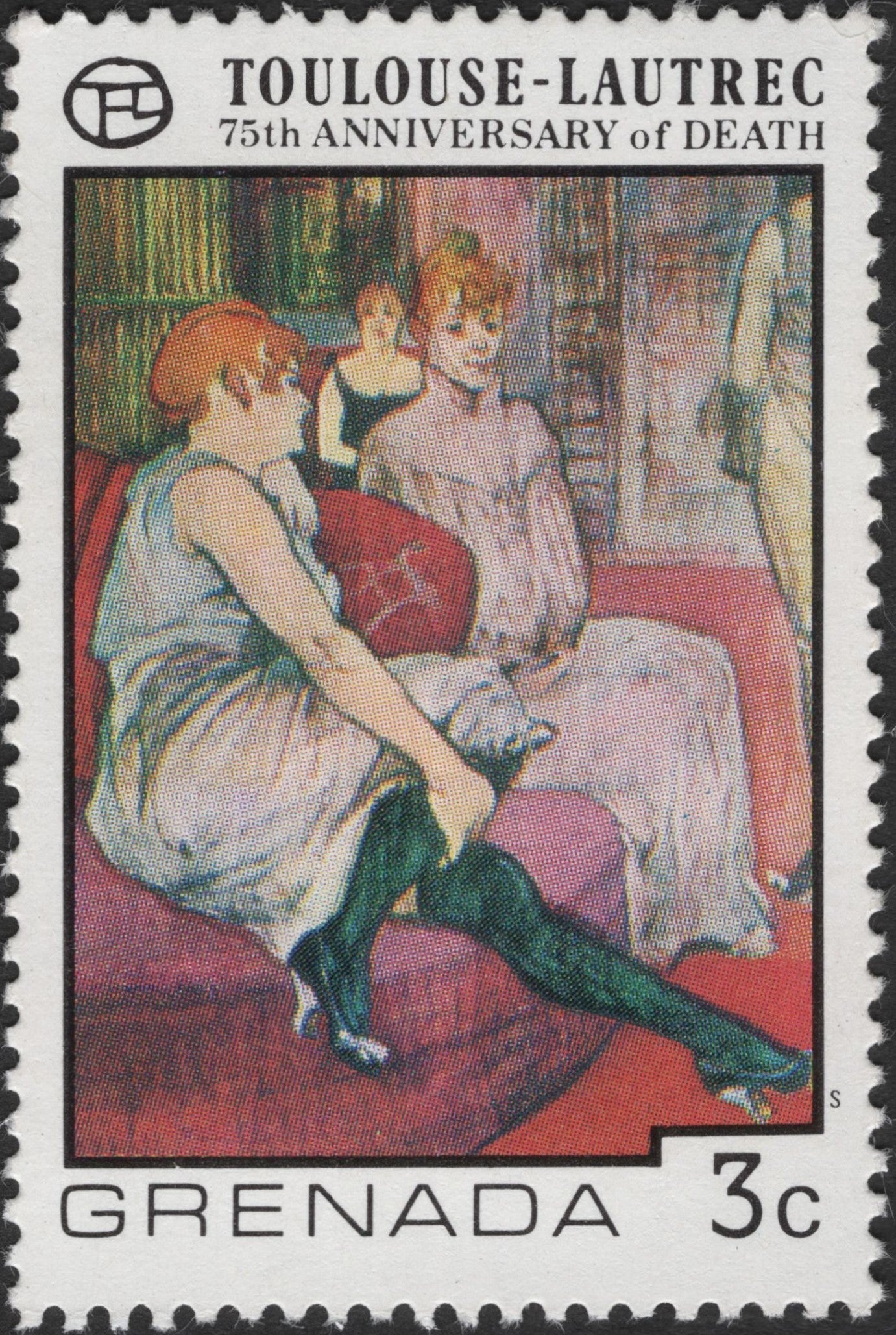 SCG2749 - Grenada 3c Toulouse-Lautrec 75th Anniversary of Death Stamp (1986)