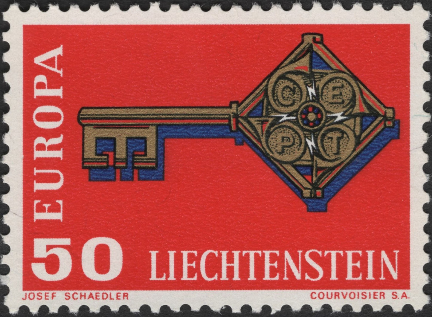SCG2753 - 1965 Liechtenstein Europa CEPT Stamp – "Key of Europe" Design