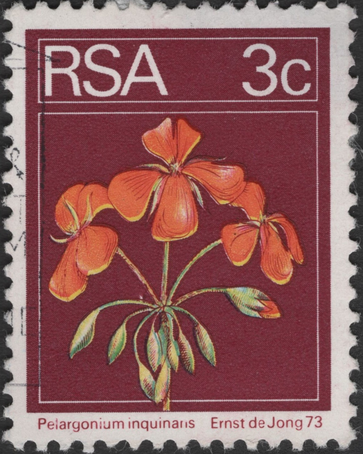 SCG2758 - South Africa 1973 Pelargonium inquinans 3c Stamp