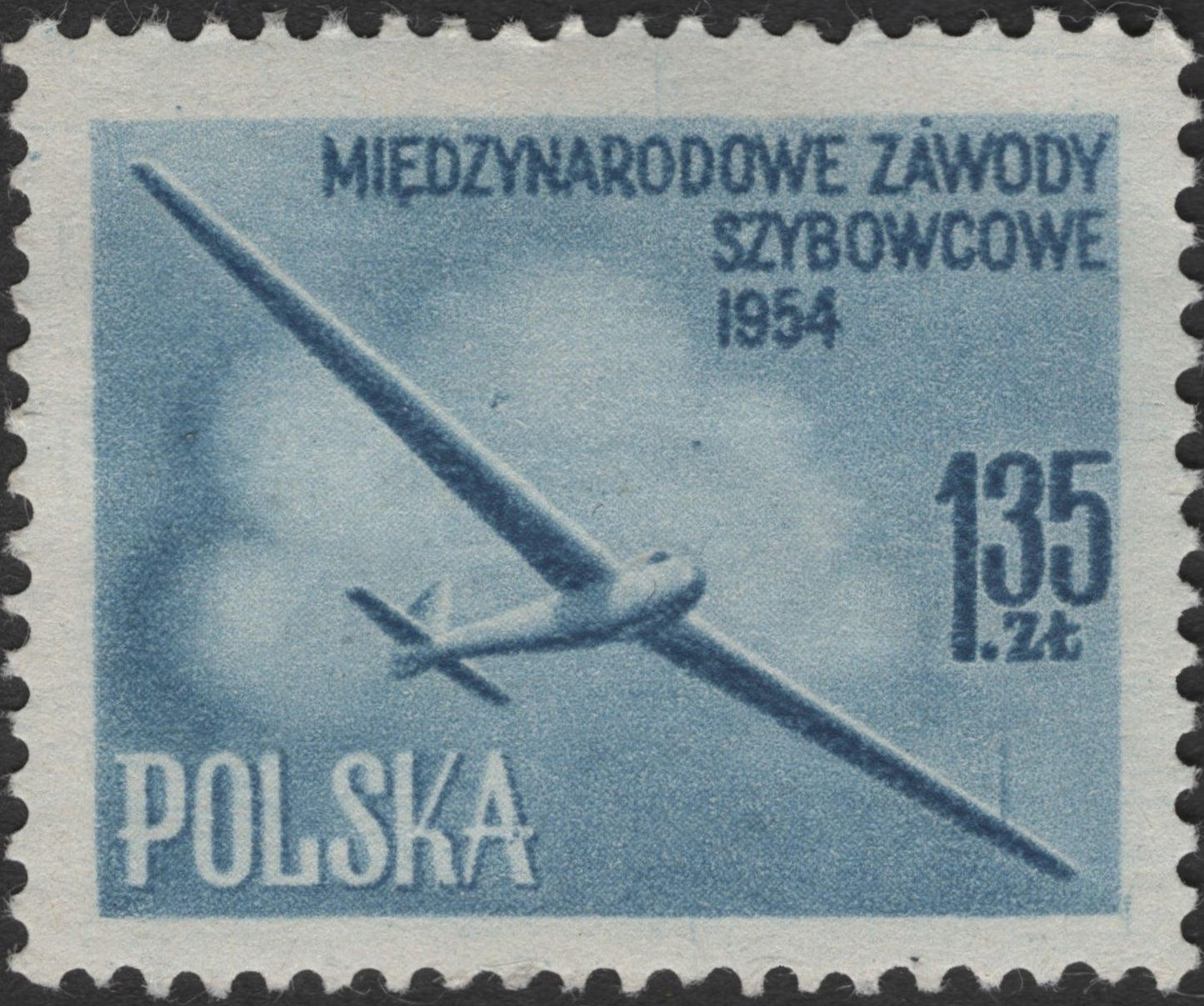 SCG2765 - Poland 1954 Glider Championship Stamp – 1.35 zł