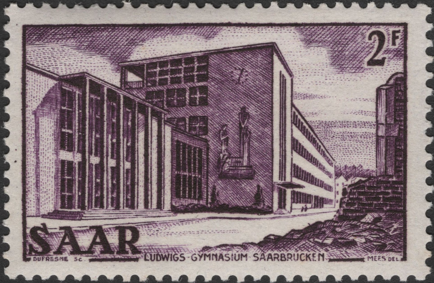 SCG2757 - Saar 2 Francs – Ludwigsgymnasium Saarbrücken (circa 1950s)