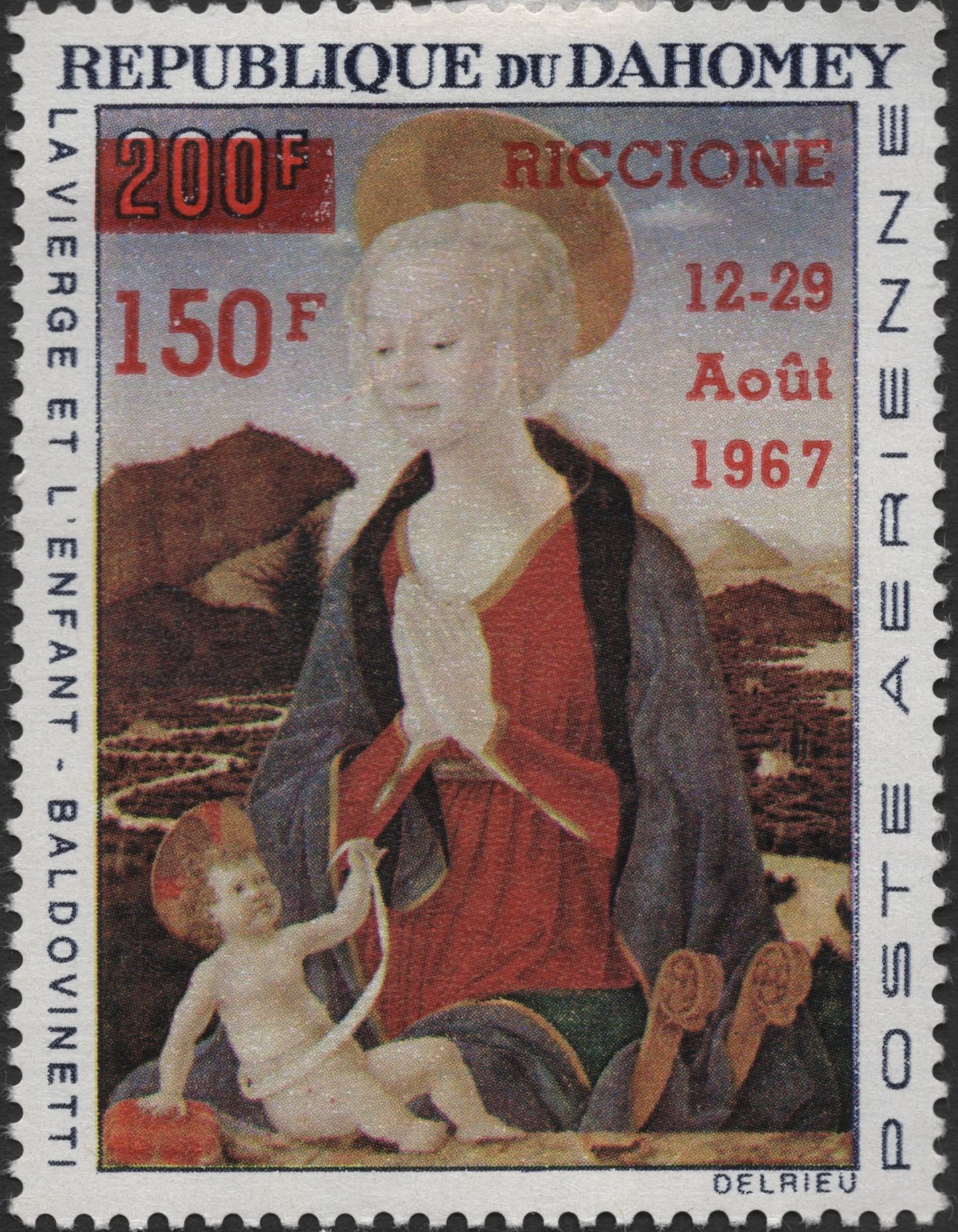 SCG2782 - 1967 Dahomey Airmail Stamp – “La Vierge et l'Enfant” by Baldovinetti
