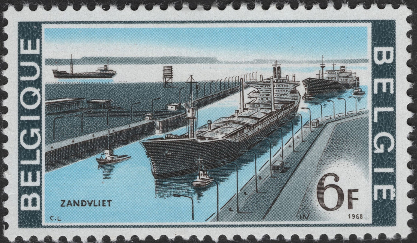 SCG2847 - 1968 Belgium Zandvliet Port Stamp – 6 Francs