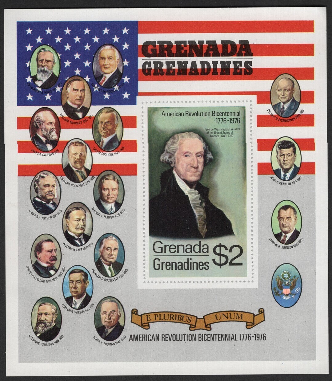 SCG2908 - Grenada Grenadines $2 Miniature Sheet – American Revolution Bicentennial (1776–1976)