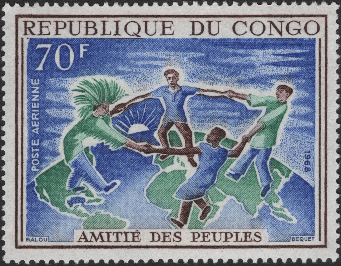 SCG2989 - Republic of Congo 1968 "Amitié des Peuples" Airmail Stamp