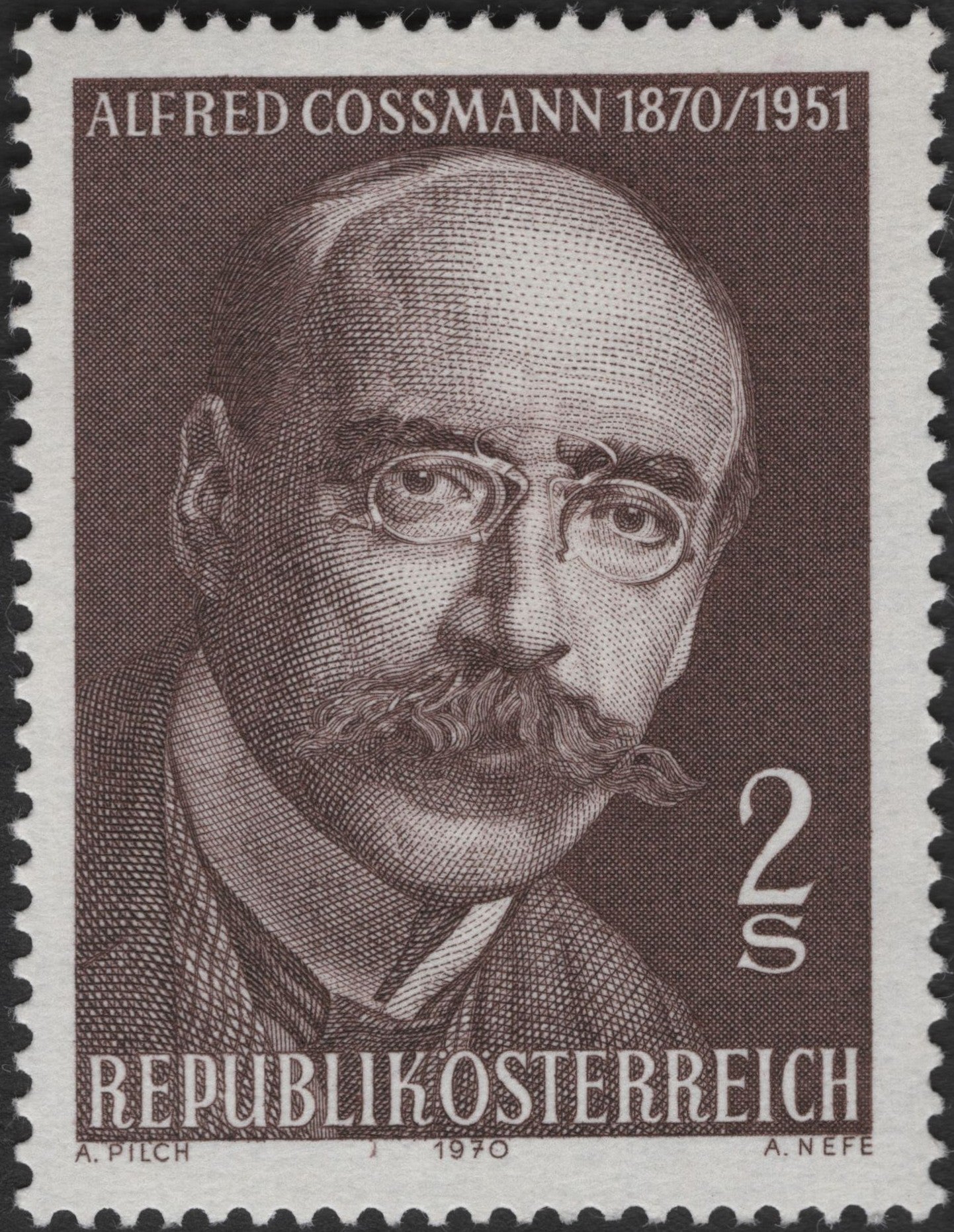 SCG3001 - Austria 1970 Alfred Cossmann Stamp – 2 Schilling