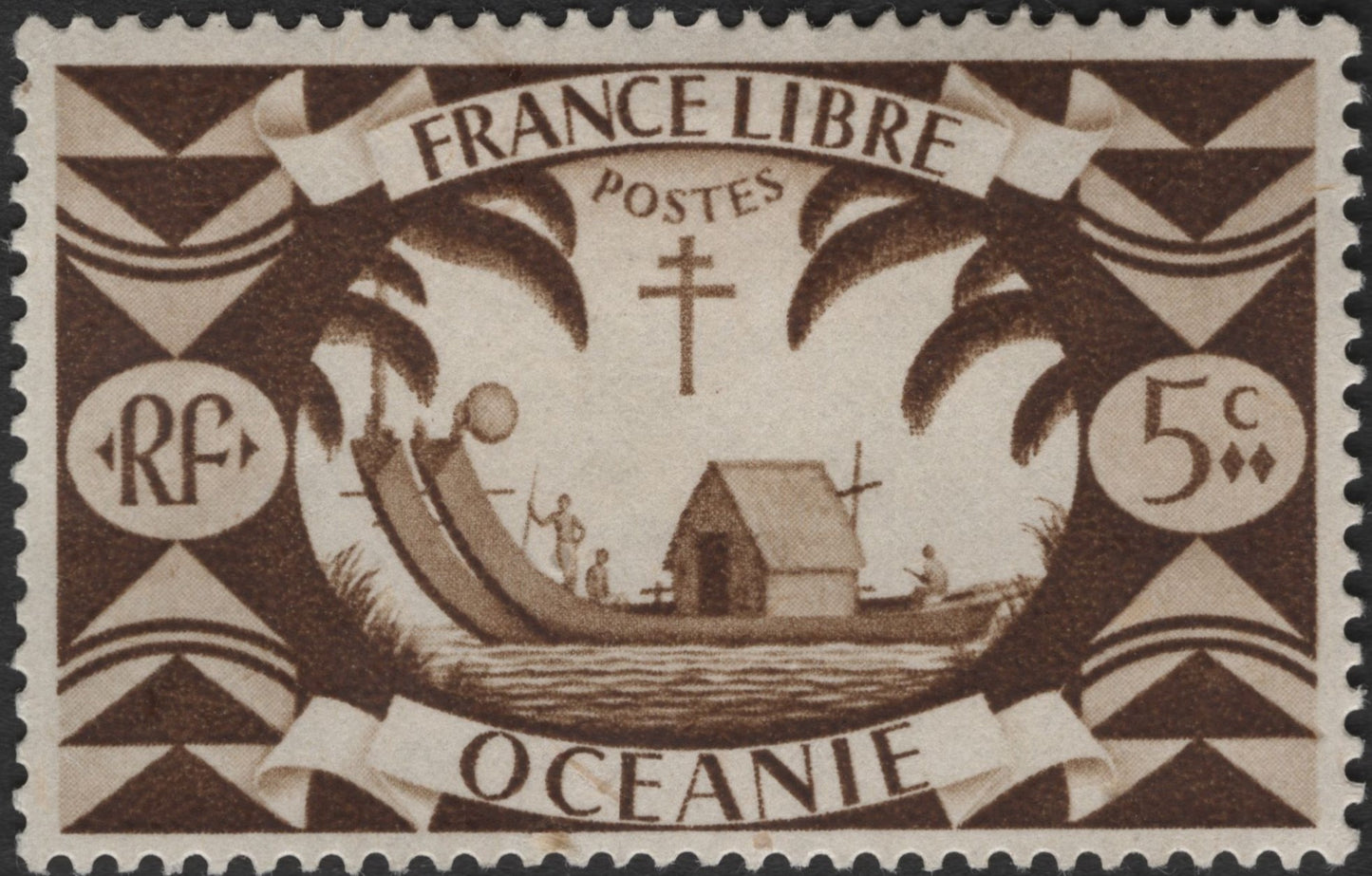 SCG3026 - 1941 France Libre - Océanie 5c Stamp