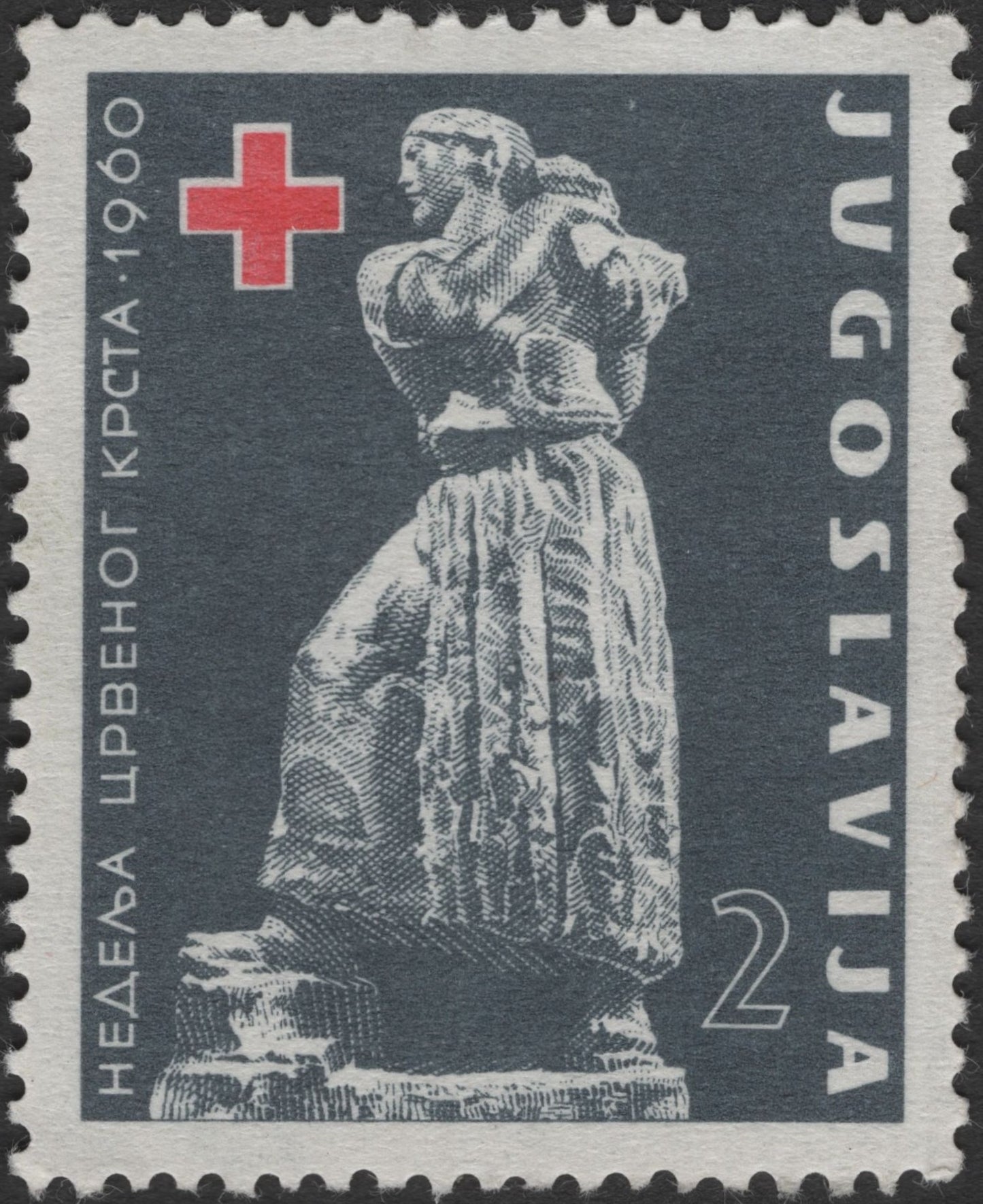 SCG3051 - Yugoslavia 1960 Red Cross Week Stamp – Mother with Child