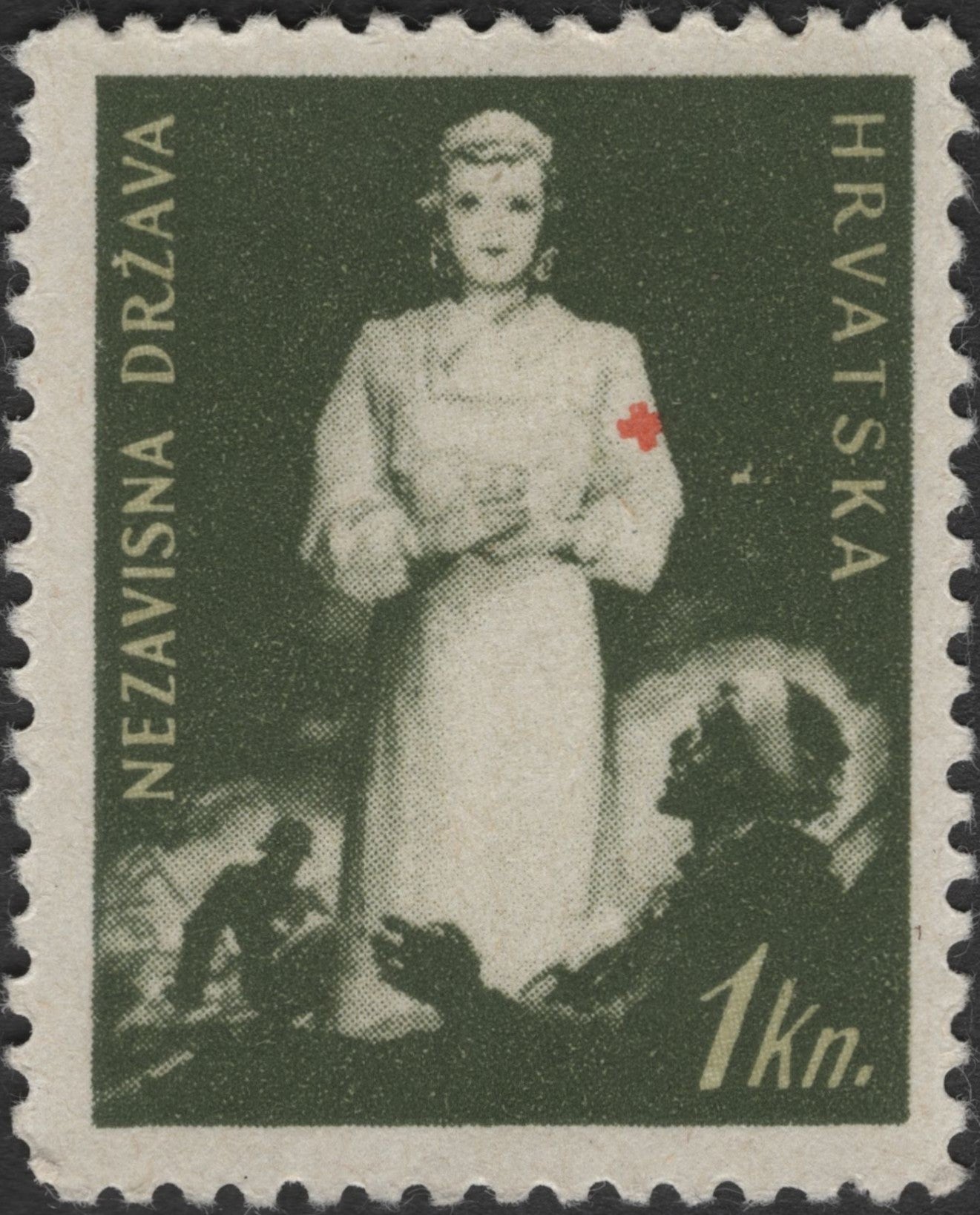 SCG3042 - Croatia (NDH) Red Cross Nurse Stamp – 1 Kuna