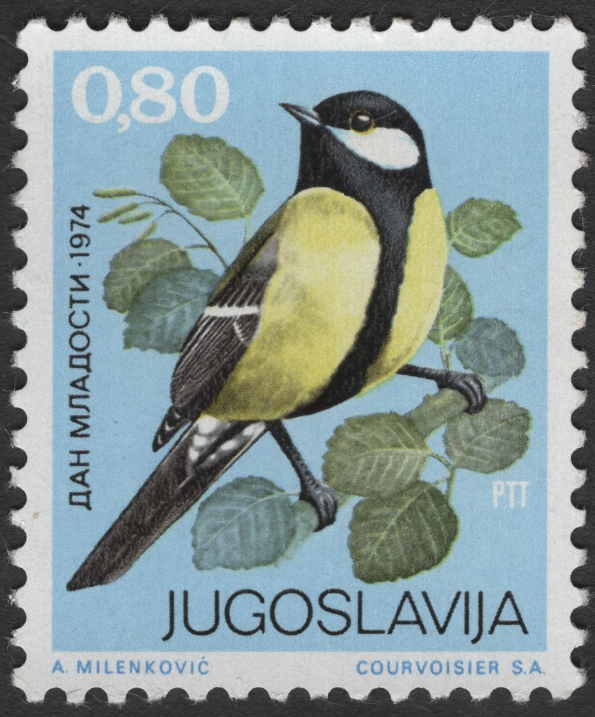 SCG3130 - Yugoslavia 1974 Youth Day – Great Tit Bird Stamp