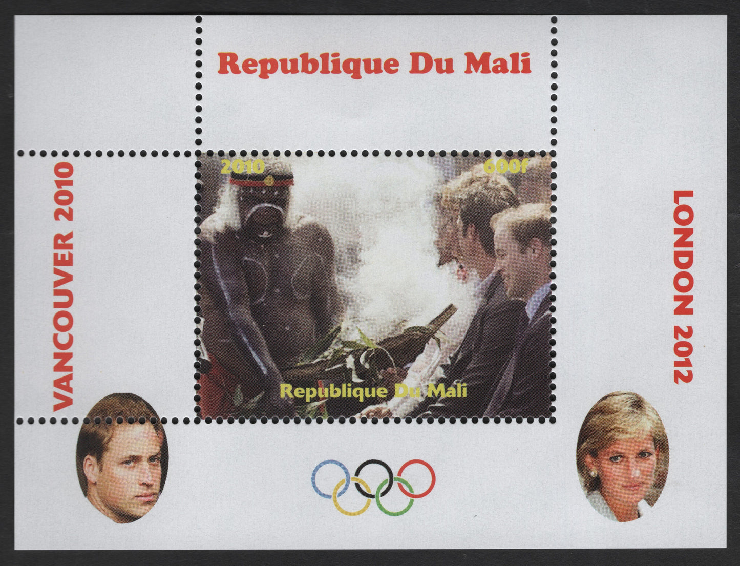 SCG3078 - Mali 2010 Miniature Sheet – Vancouver & London Olympics Tribute with British Royals