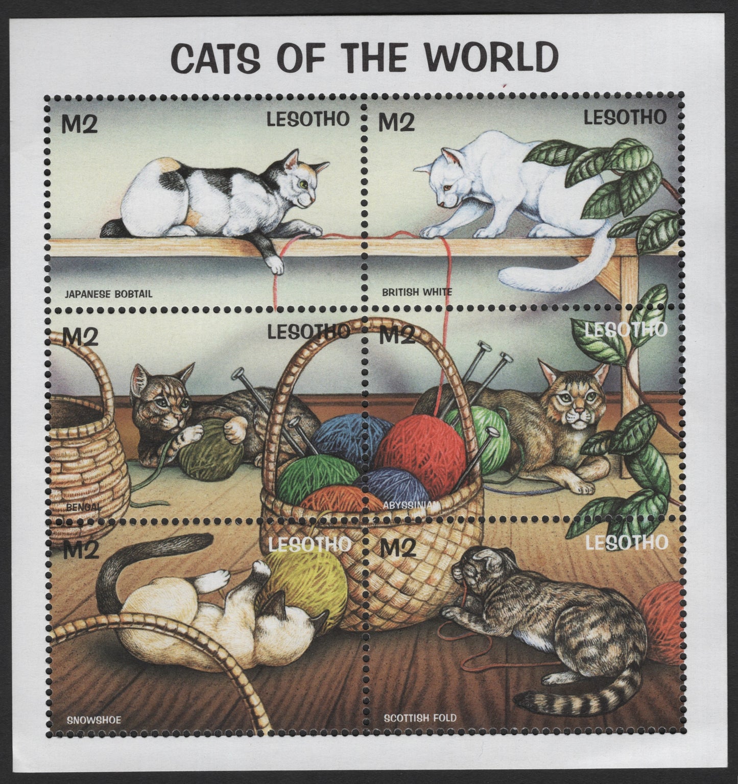 SCG3086 - Lesotho 1997 "Cats of the World" Miniature Sheet
