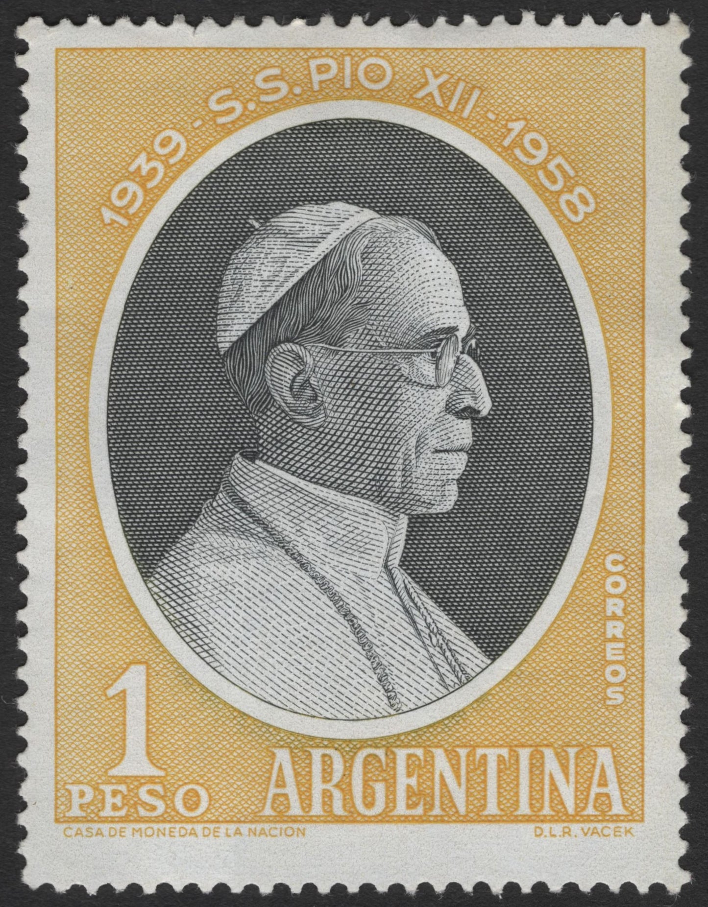SCG3155 - Argentina 1958 – Pope Pius XII Commemorative Stamp
