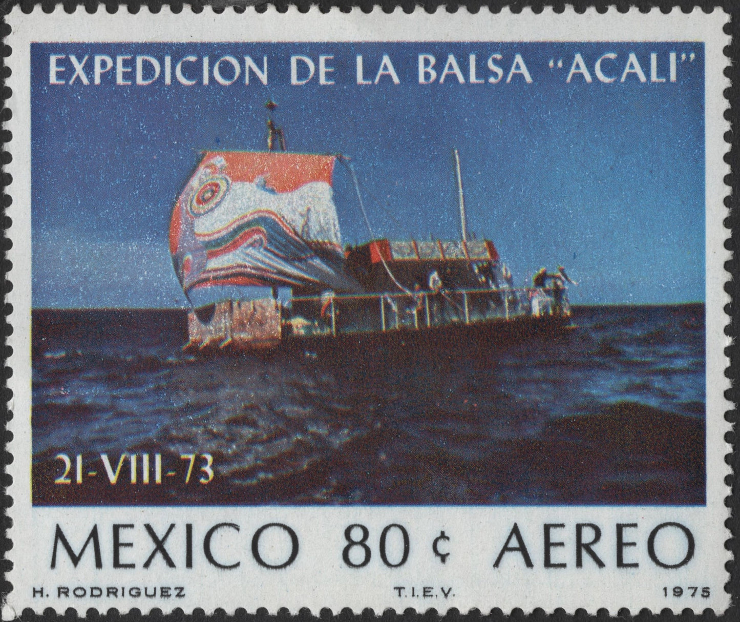 SCG3181 - Mexico 1975 – Acali Raft Expedition Airmail Stamp