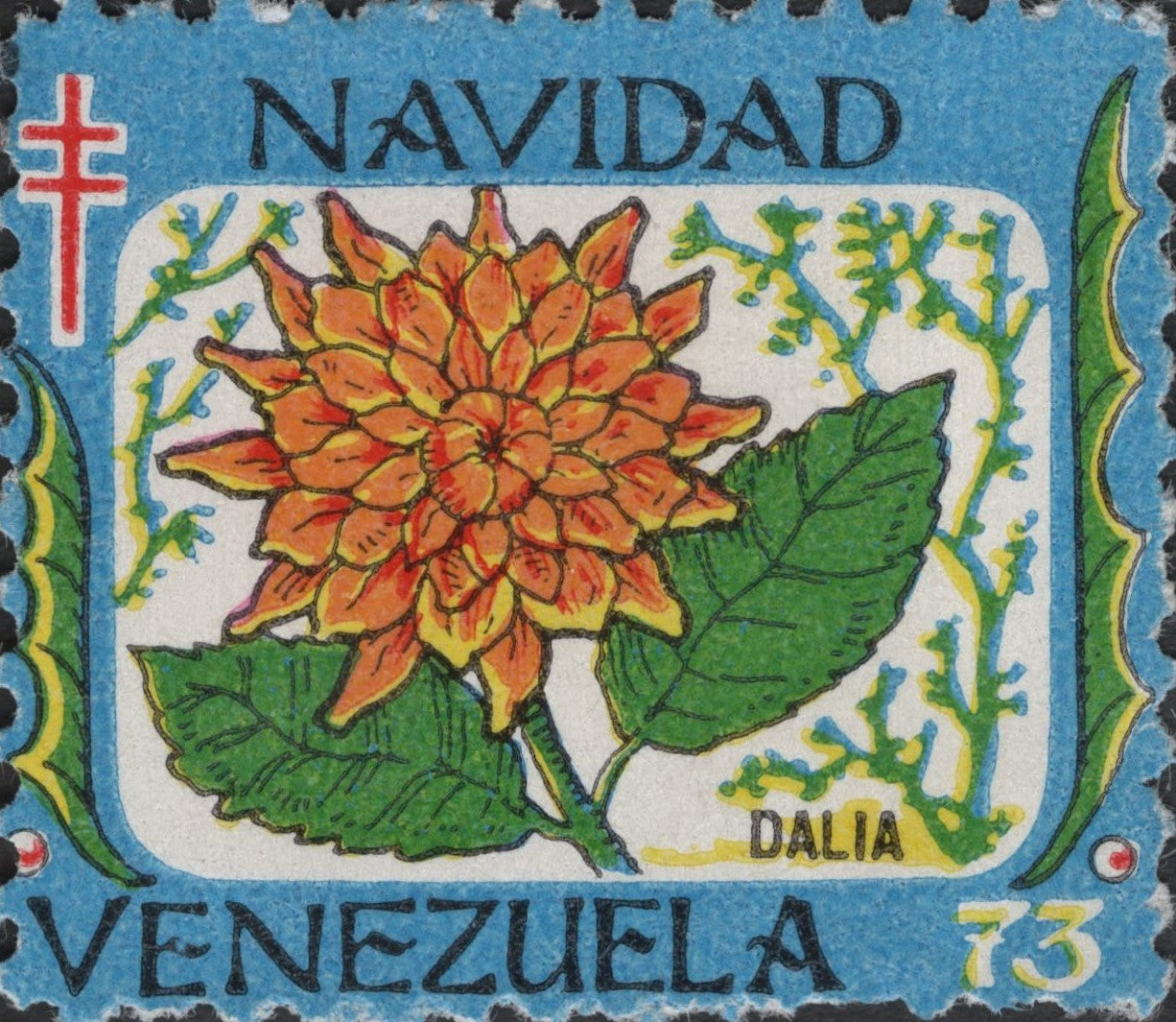 SCG3229 - Venezuela 1973 Christmas "Dalia" Flower Stamp