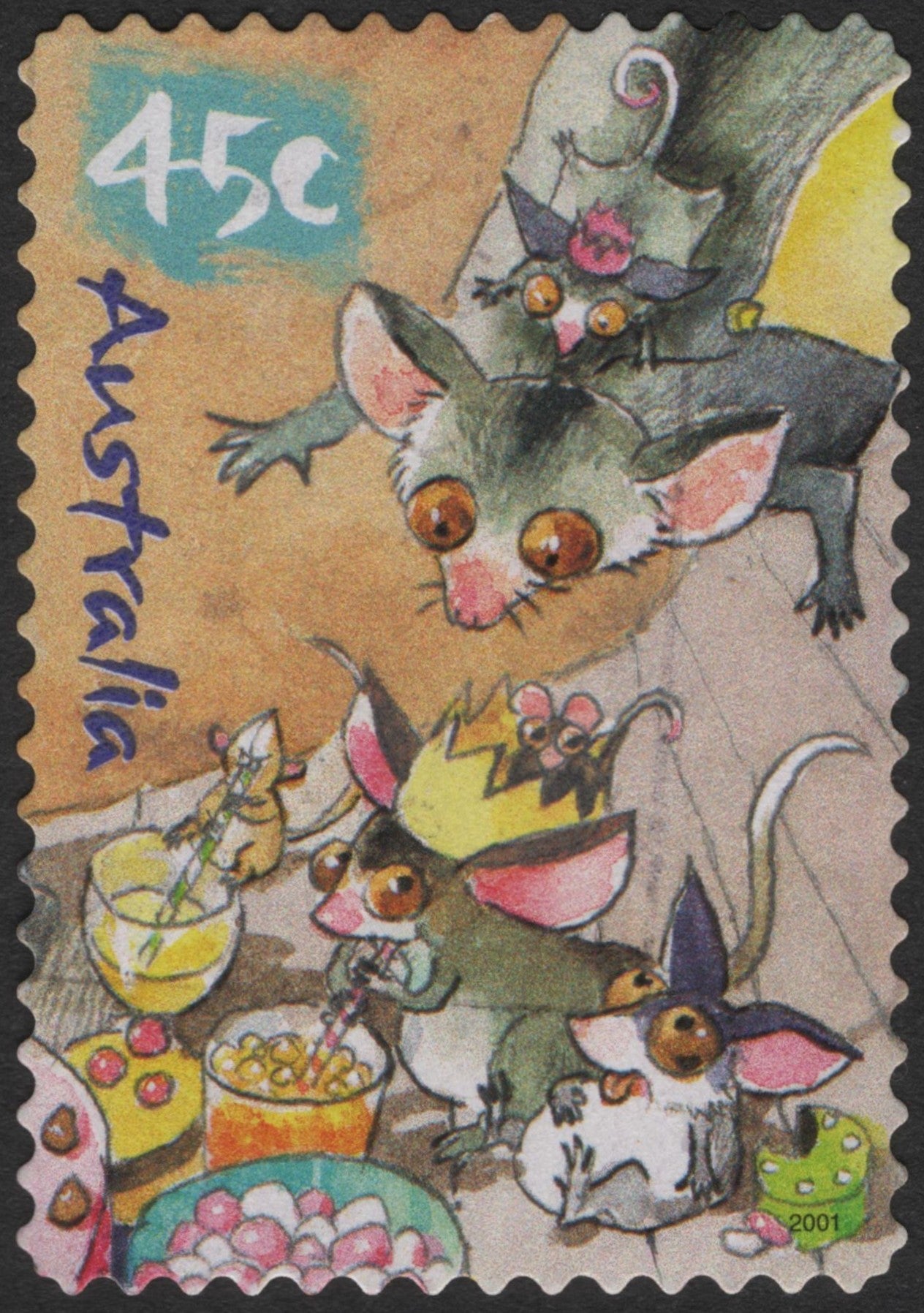 SCG3243 - Australia 2001 – 45c Possum Party Stamp