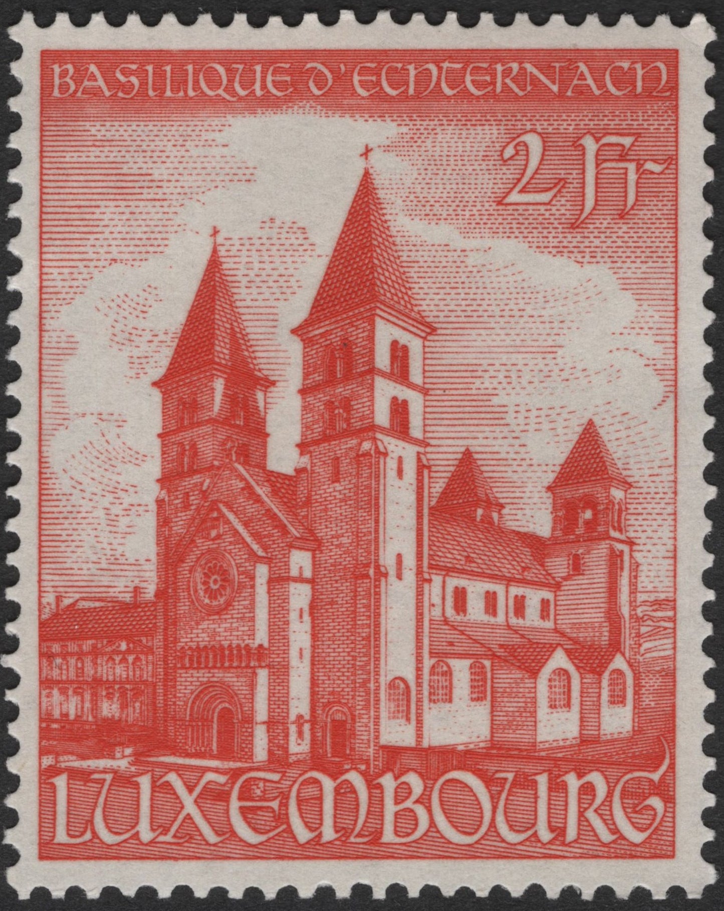 SCG3244 - Luxembourg 1956 – Basilica of Echternach Stamp (2 Fr)