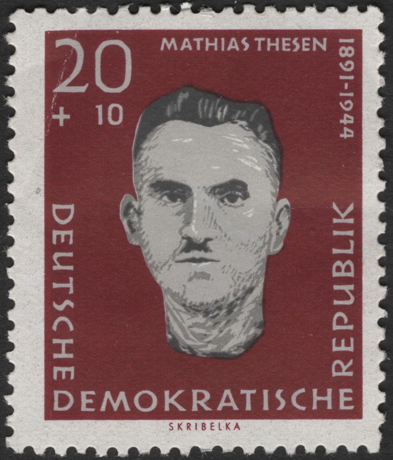 SCG3245 - East Germany 1959 – Mathias Thesen Semi-Postal Stamp