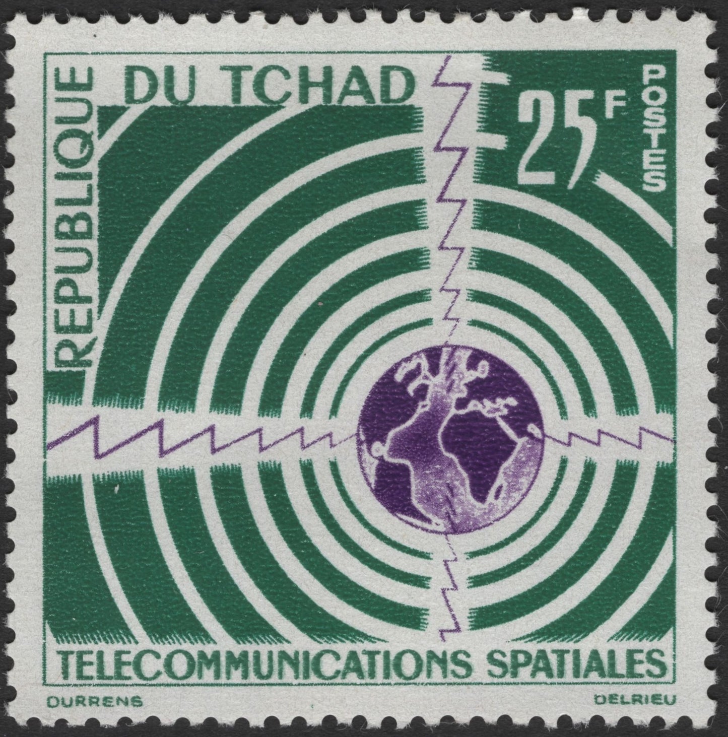 SCG3261 - Chad 1967 "Space Telecommunications" Stamp – 25F