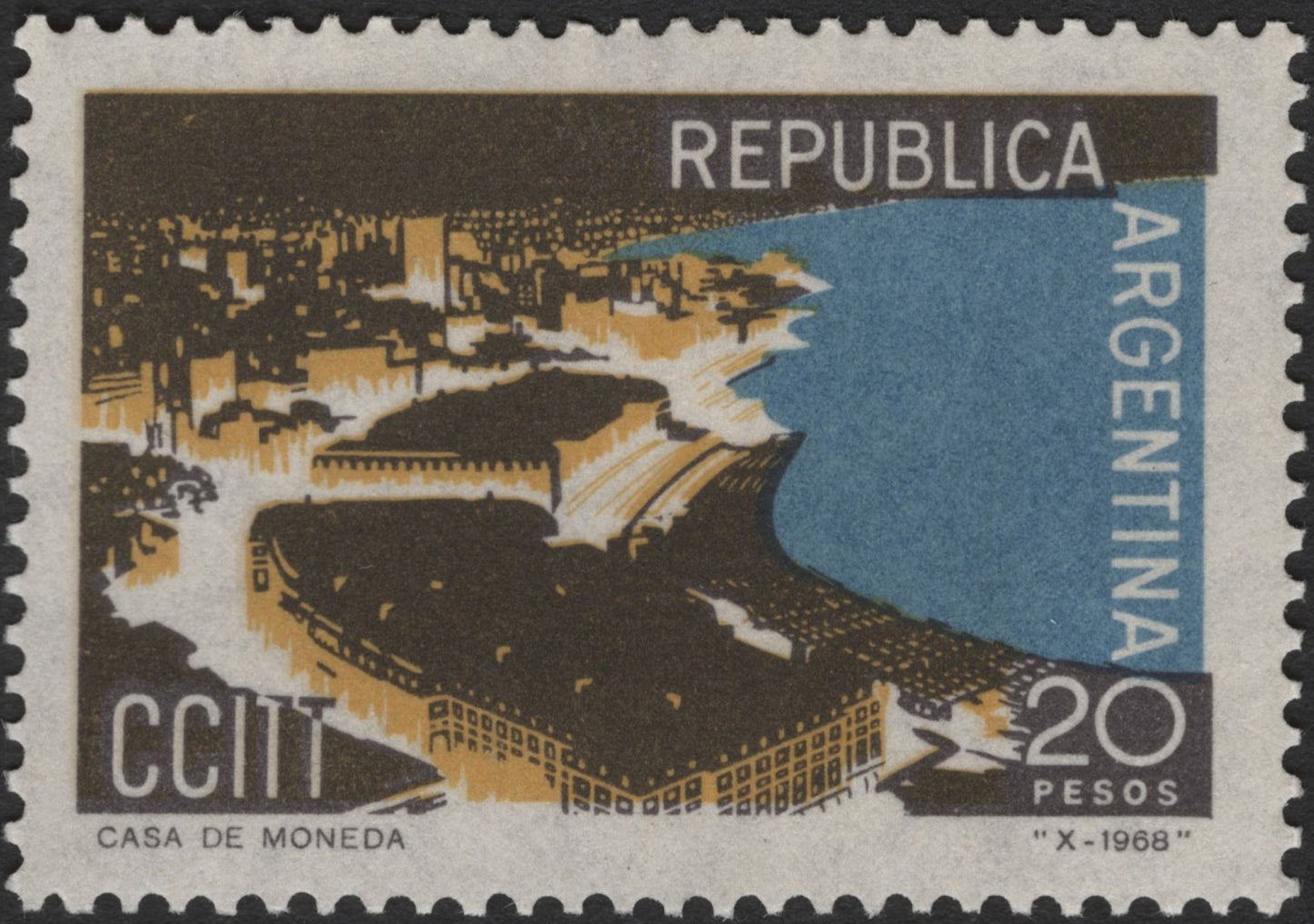 SCG3268 - Argentina 1968 – CCITT Conference Stamp (20 Pesos)