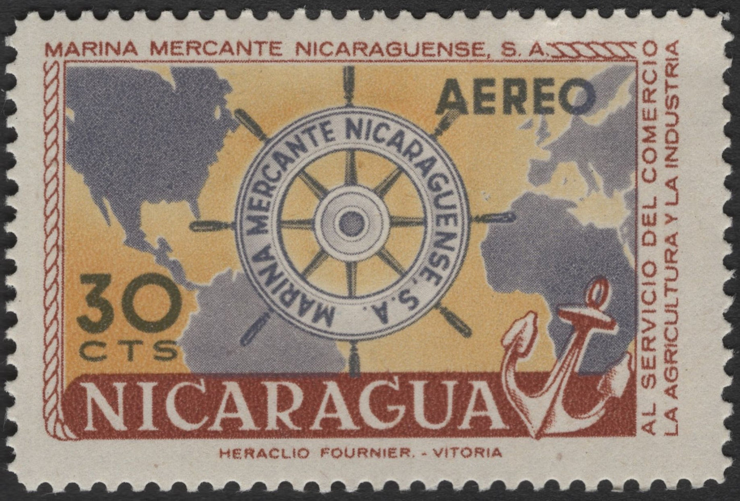 SCG3259 - Nicaragua 30 Centavos Airmail Stamp – Merchant Marine Commemoration