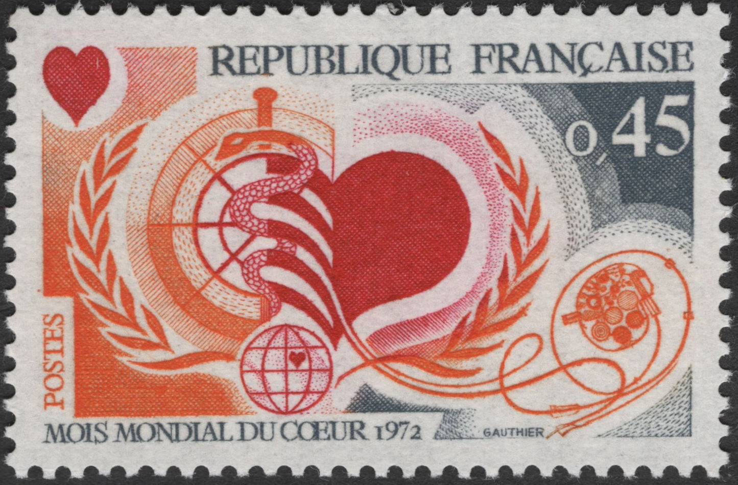 SCG3336 - France 1972 – World Heart Month Stamp