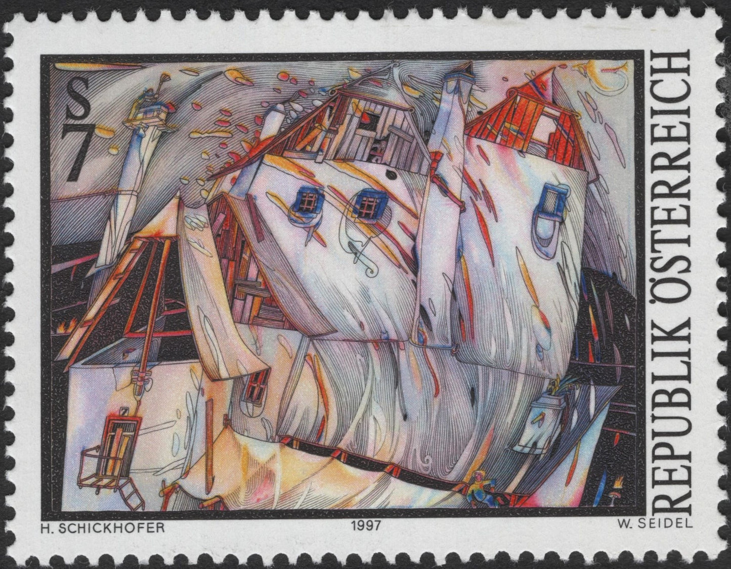 SCG3366 - Austria 1997 – "Burning House" by Hubert Schickhofer