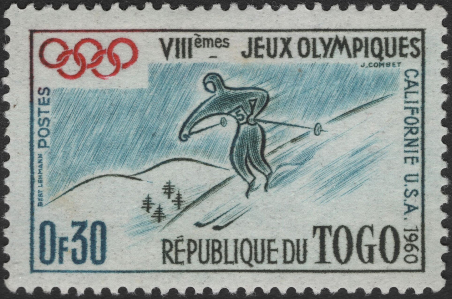 SCG3424 - Togo 1960 Winter Olympics Stamp – VIII Olympic Games, California