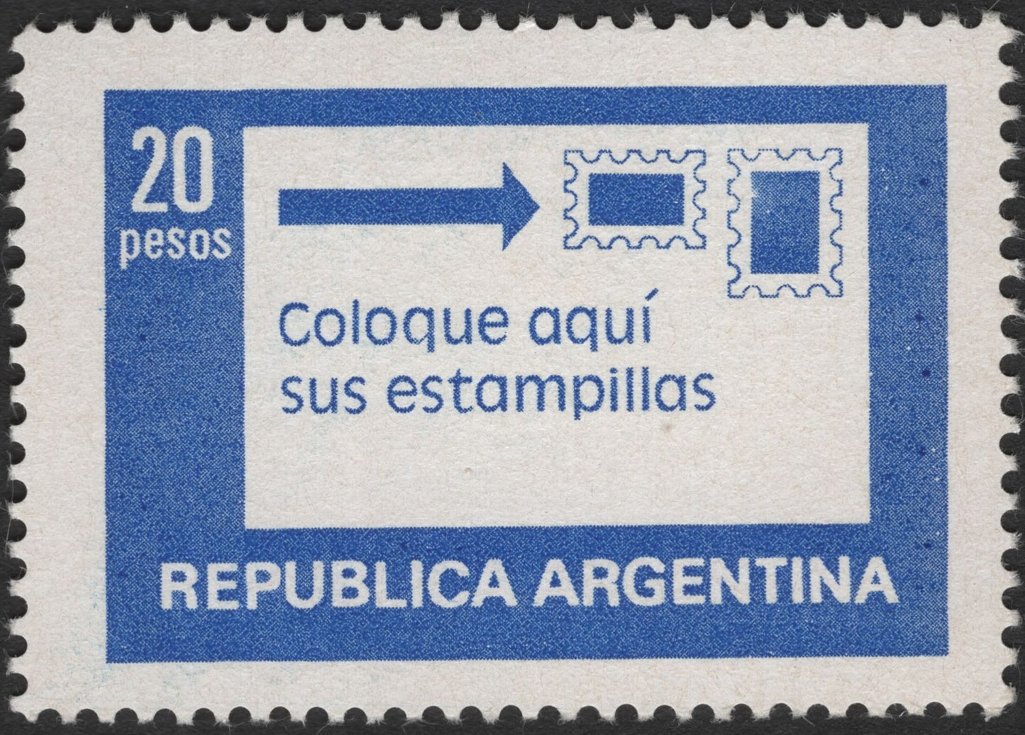 SCG3412 - Argentina 20 Pesos Instructional Stamp – "Coloque Aquí"