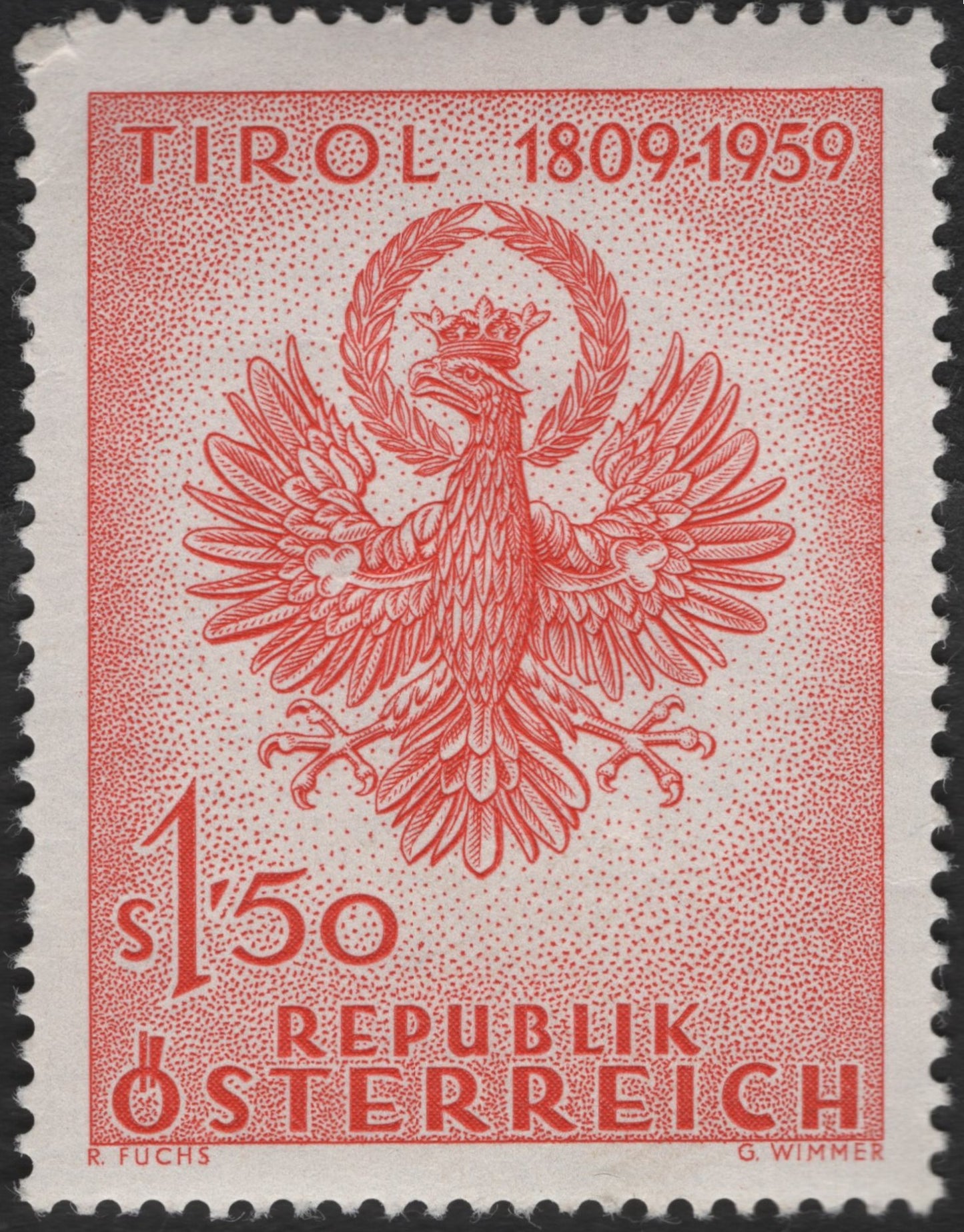SCG3455 - Austria 1959 Tirol Anniversary Stamp – 150th Anniversary of the Tyrolean Rebellion