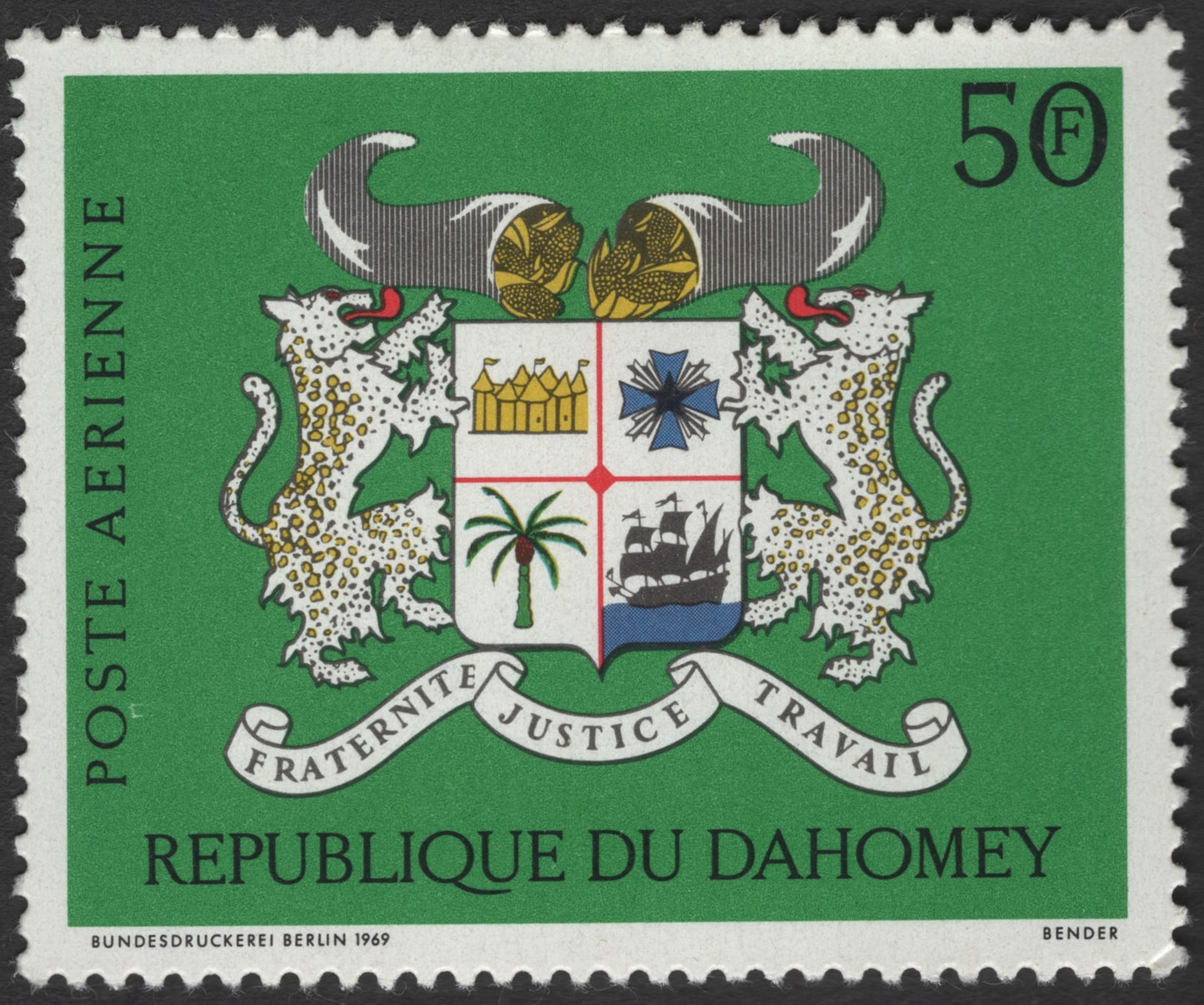 SCG3445 - 1969 Dahomey Airmail Stamp – National Coat of Arms