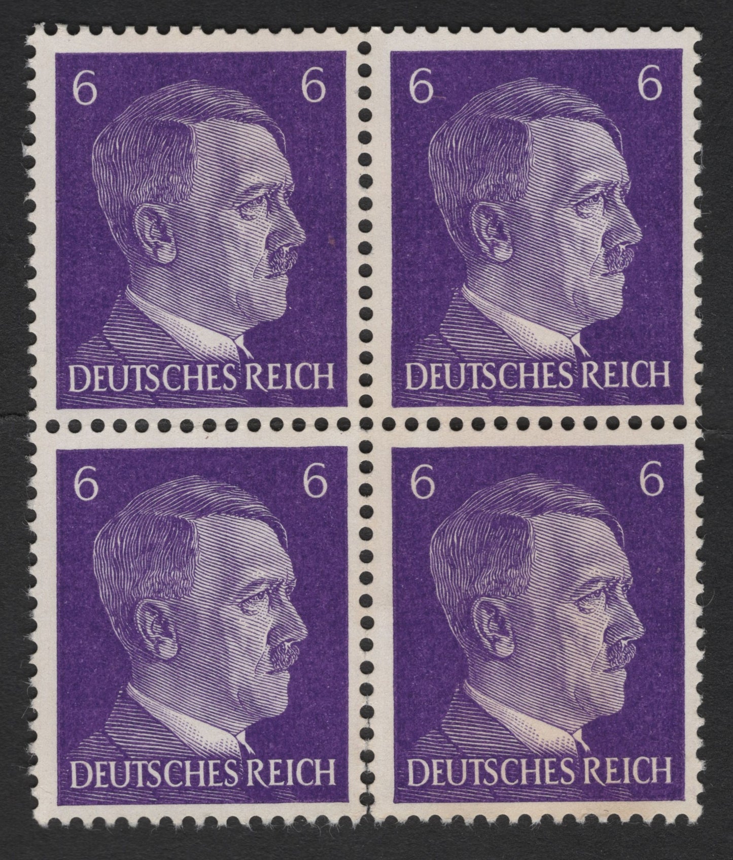 SCG3448 - Germany 6 Pfennig Adolf Hitler Stamp Block – Deutsches Reich Era