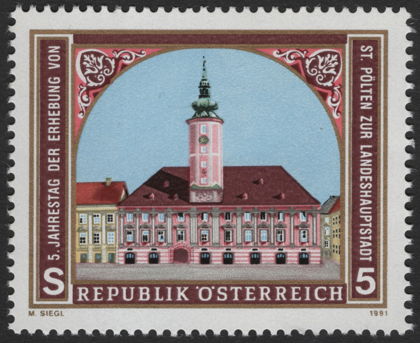 SCG3642 - Austria 1991 – 5th Anniversary of St. Pölten as State Capital