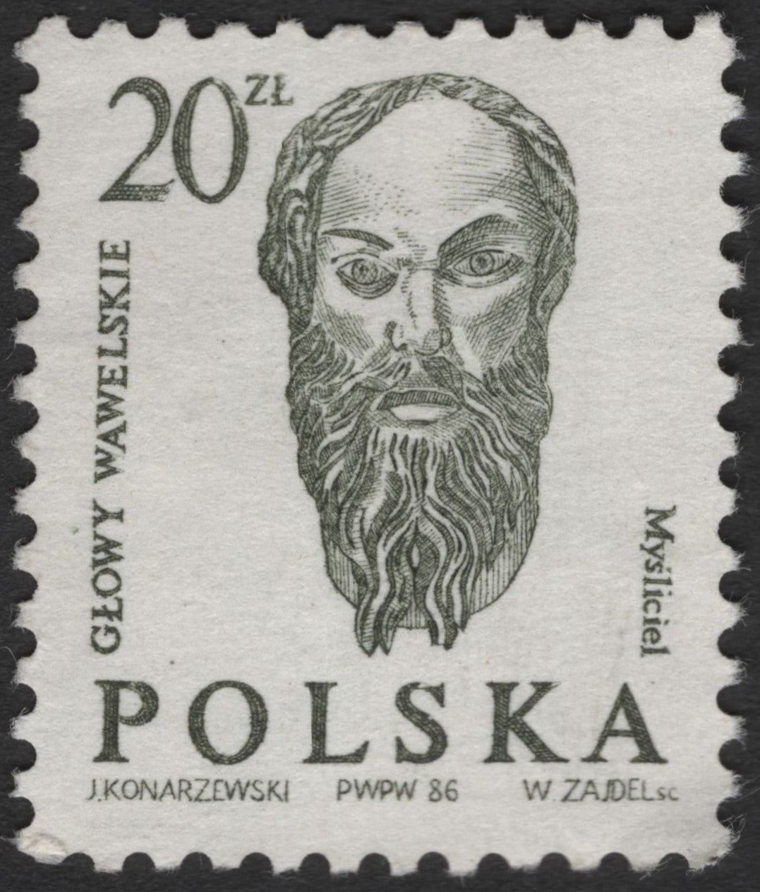 SCG3608 - Poland 1986 – Wawel Head “The Thinker” 20 zł Stamp