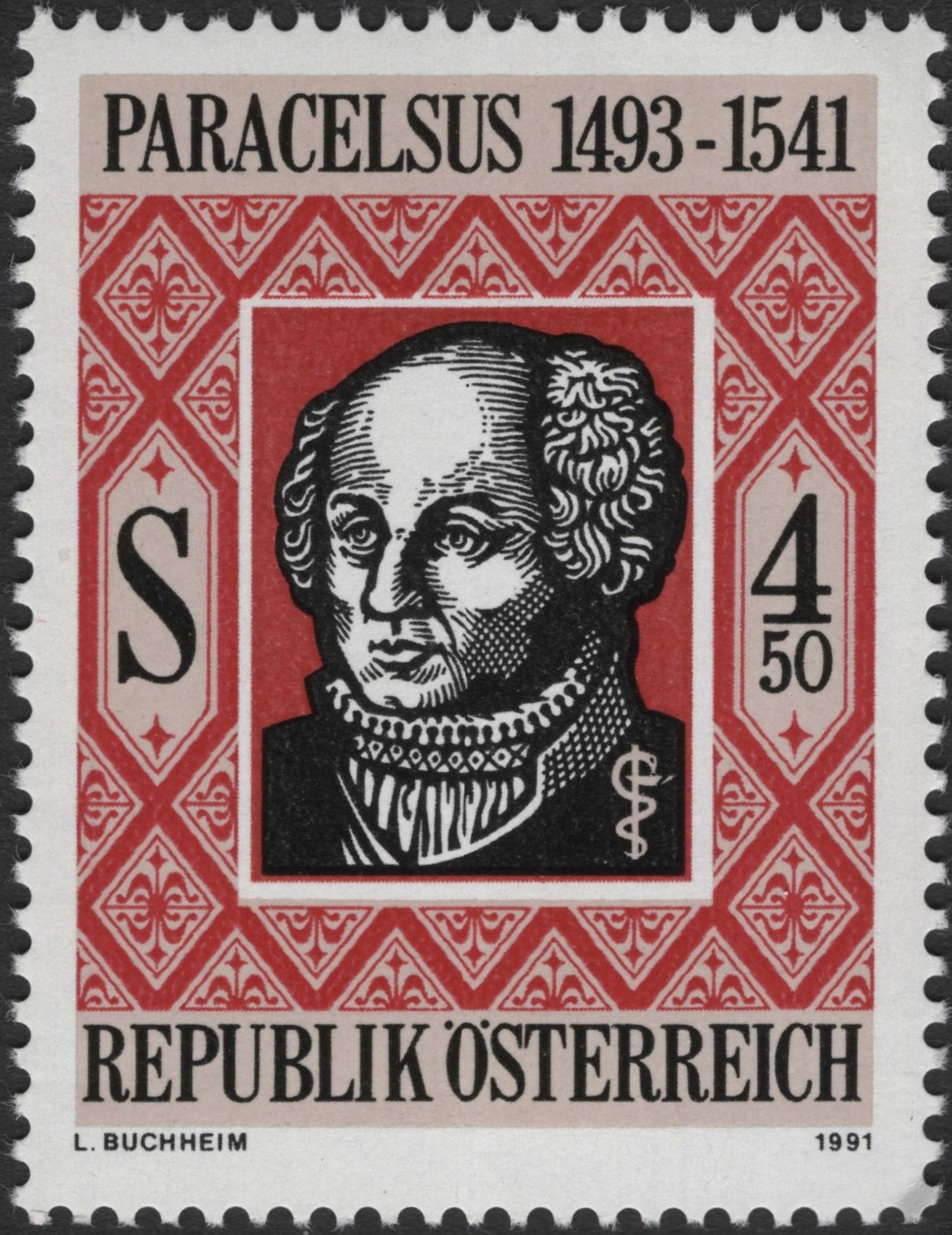 SCG3599 - Austria 1991 – Paracelsus Commemorative Stamp