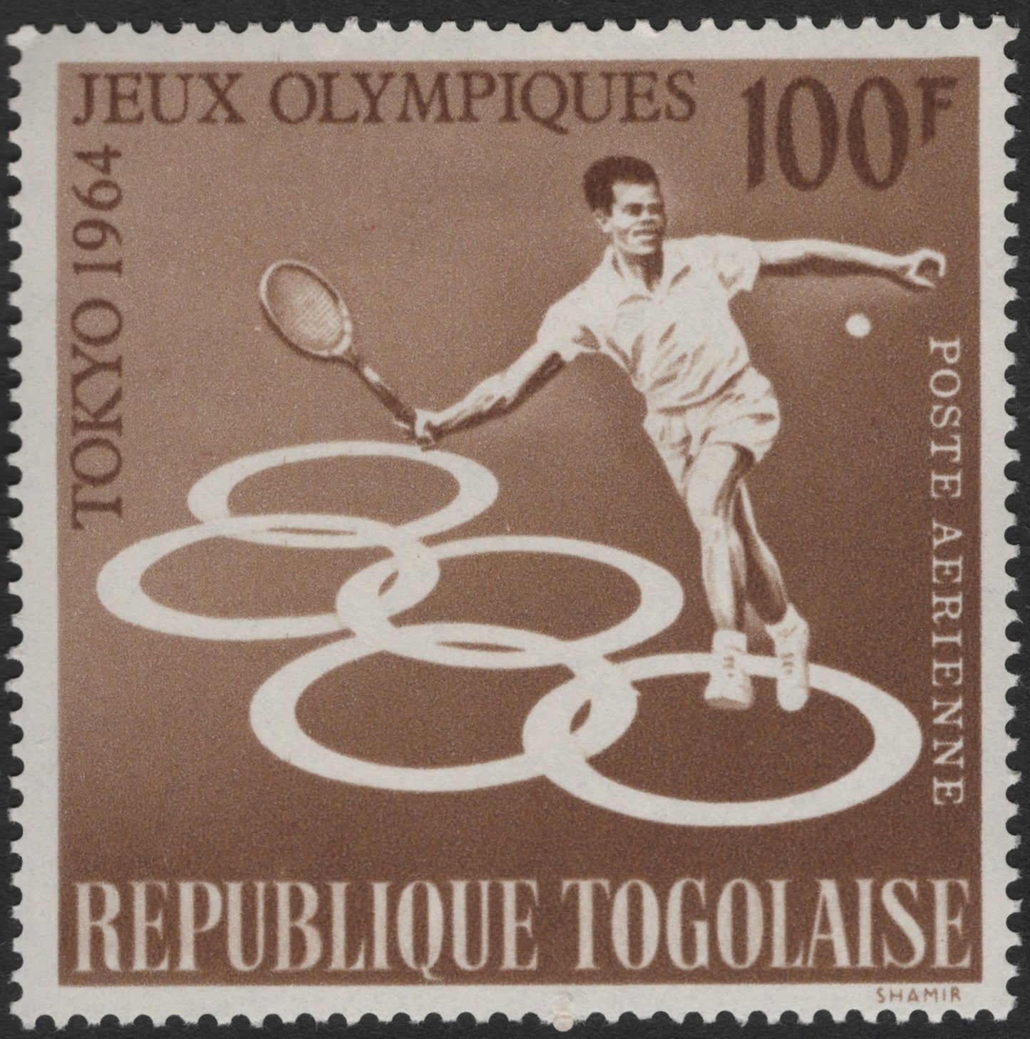 SCG3688 - Togo 1964 Tokyo Olympics Tennis Airmail Stamp