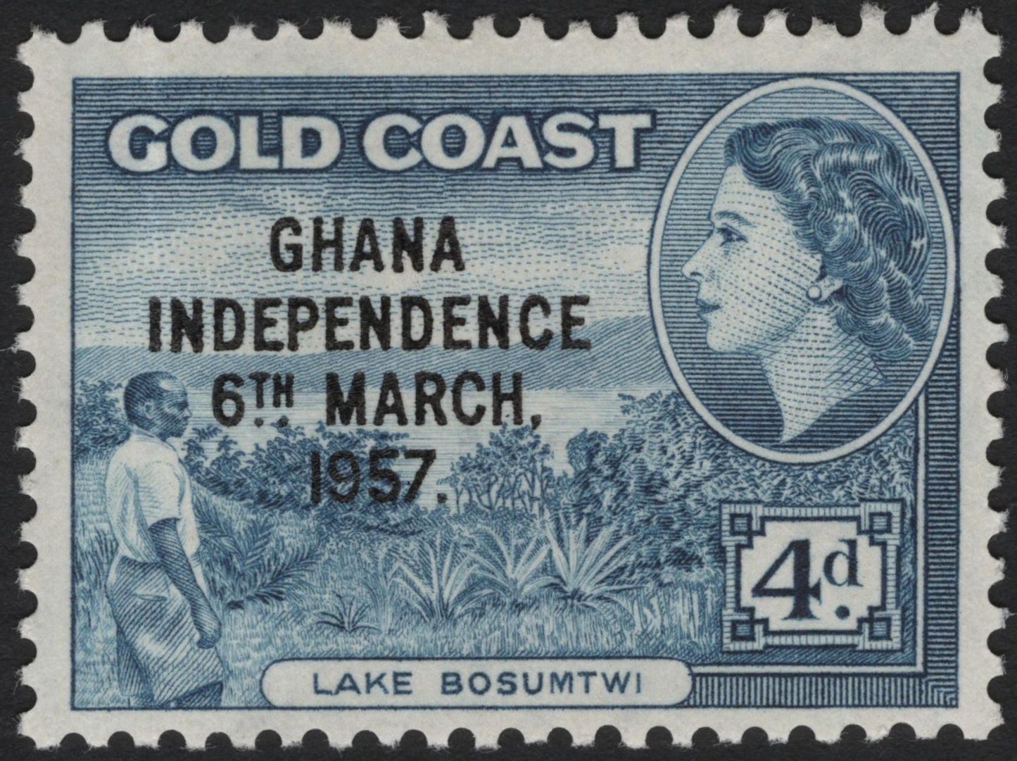 SCG3723 - Gold Coast – Ghana Independence Overprint (1957, 4d Lake Bosumtwi)