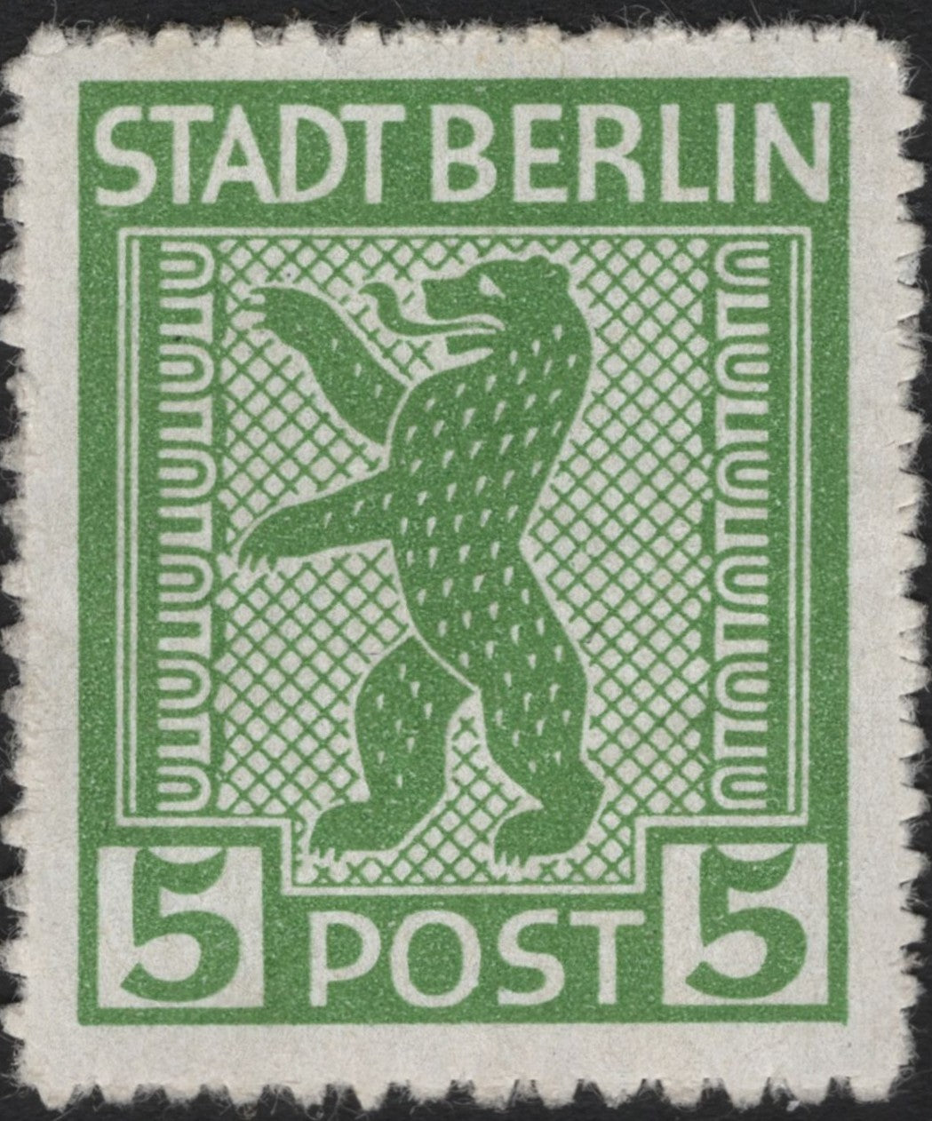 SCG3748 - Germany (Berlin) 1945 – Berlin Bear Coat of Arms, 5 Pfennig Green