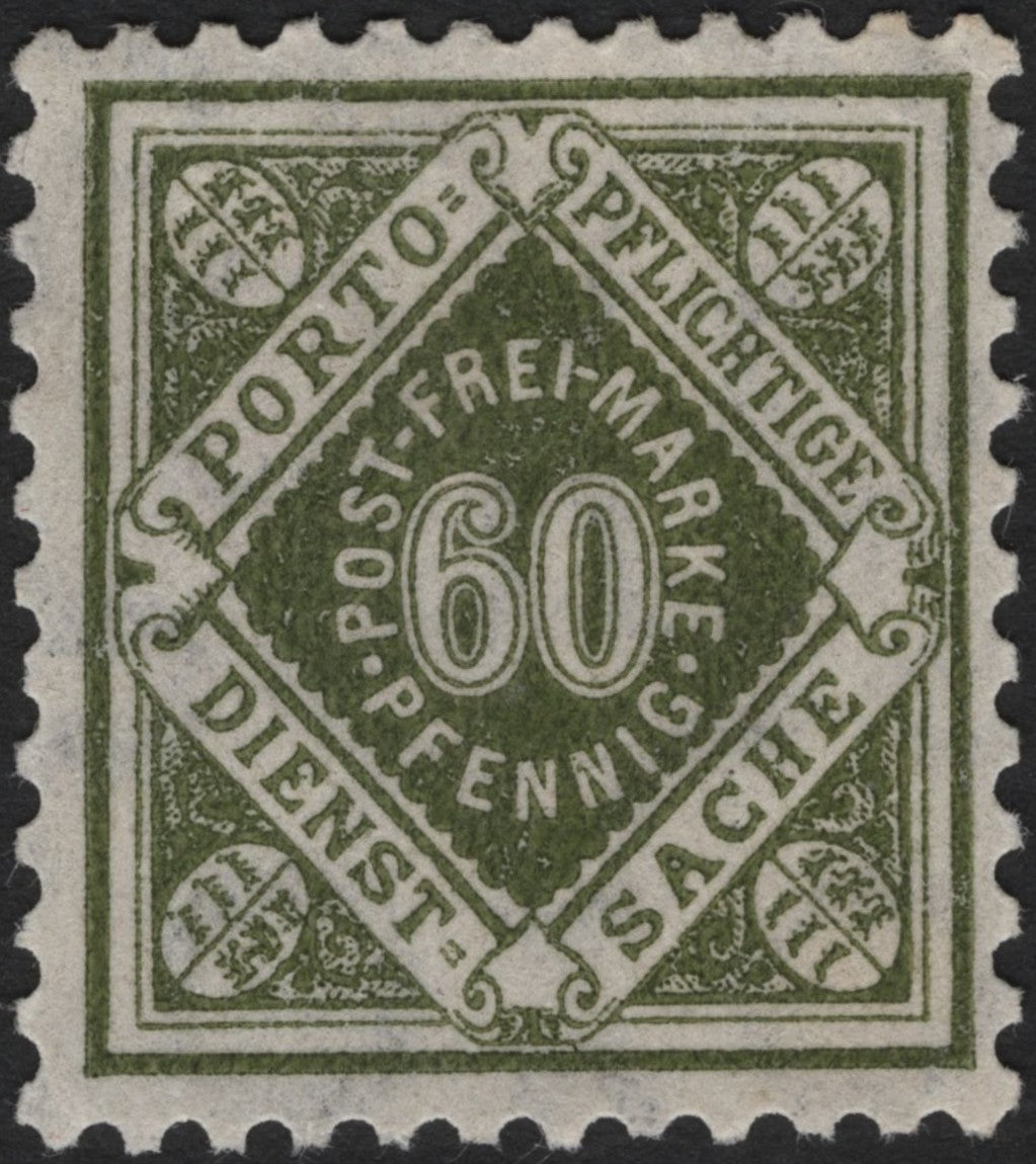 SCG3751 - Germany – Württemberg Official Postage Due, 60 Pfennig (c. 1881–1900)