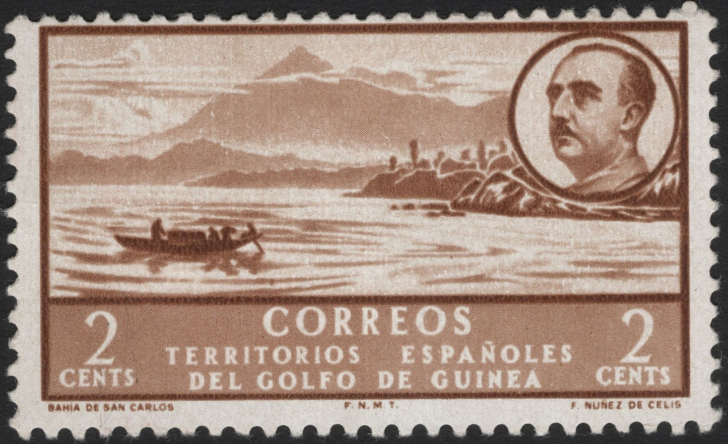 SCG3767 - Spanish Guinea – 2 Cents “Bahía de San Carlos” (1949)